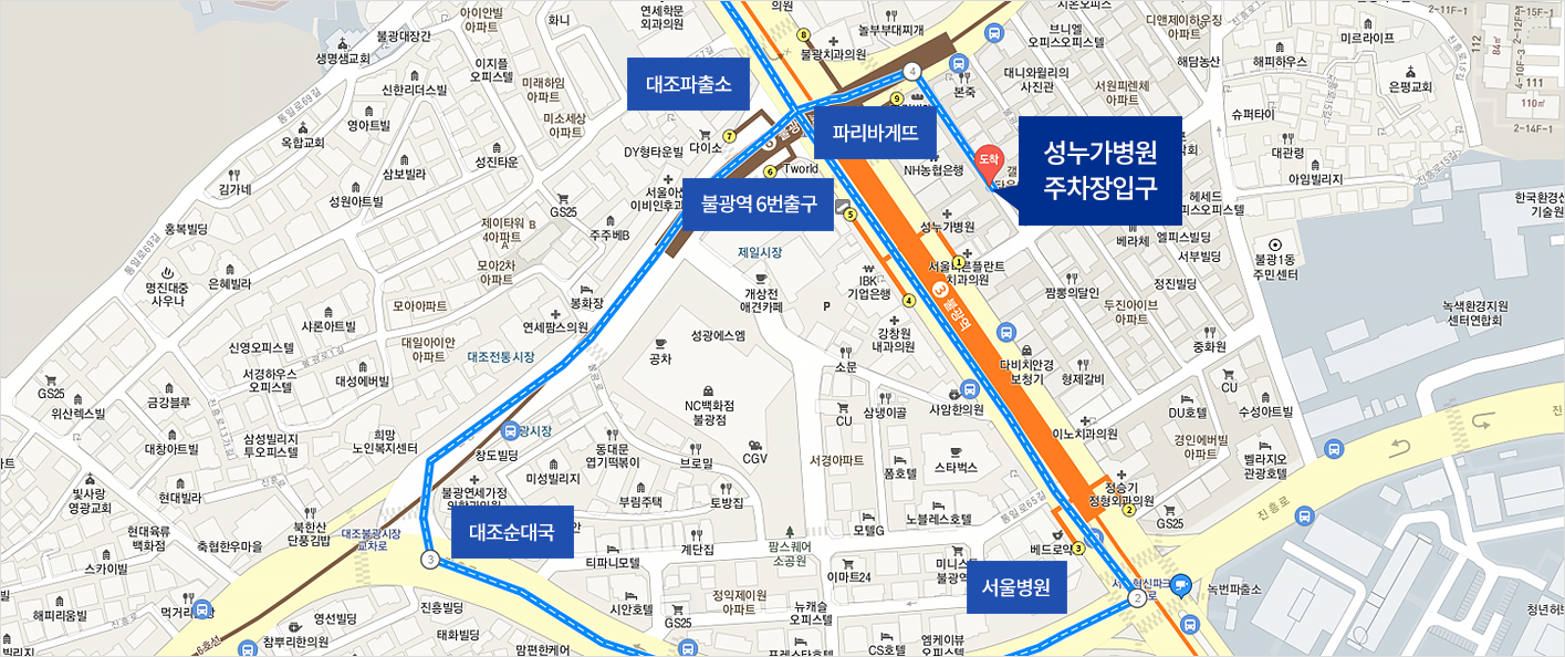 성누가병원 자가용 이용 안내
